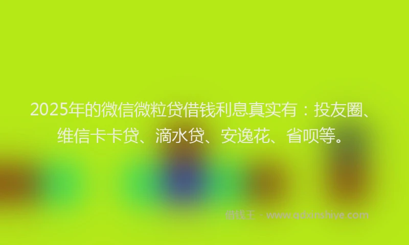 2025年的微信微粒贷借钱利息真实有：投友圈、维信卡卡贷、滴水贷、安逸花、省呗等。