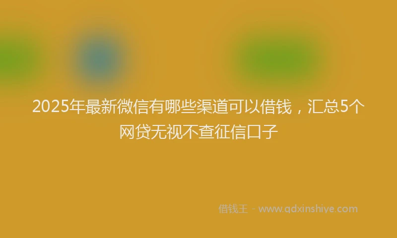 2025年最新微信有哪些渠道可以借钱，汇总5个网贷无视不查征信口子