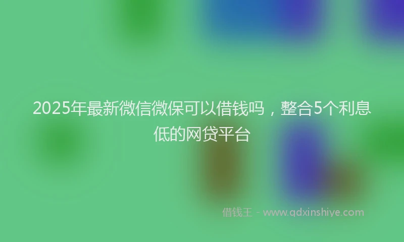 2025年最新微信微保可以借钱吗，整合5个利息低的网贷平台