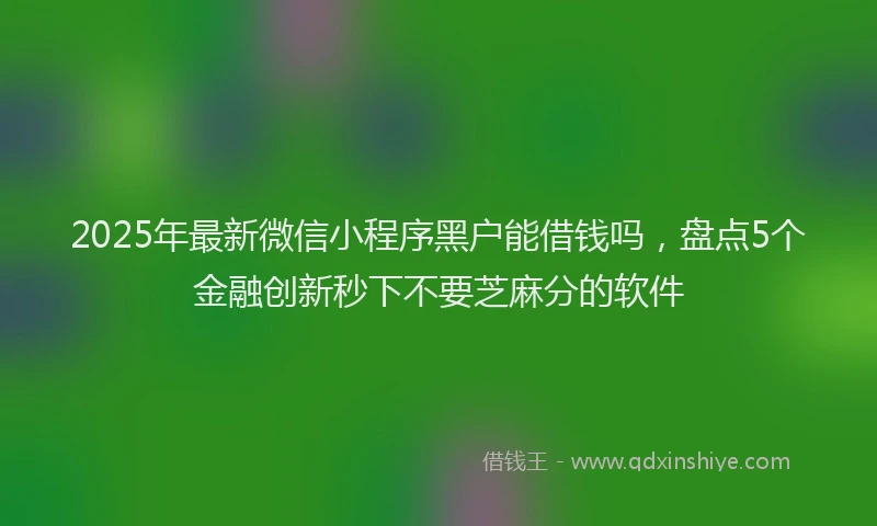 2025年最新微信小程序黑户能借钱吗，盘点5个金融创新秒下不要芝麻分的软件