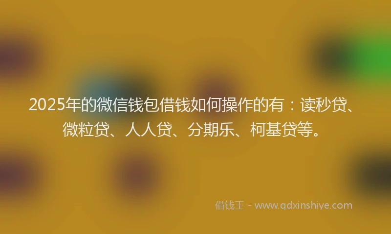 2025年的微信钱包借钱如何操作的有：读秒贷、微粒贷、人人贷、分期乐、柯基贷等。