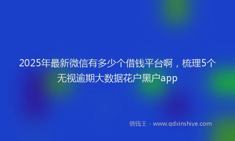 2025年最新微信有多少个借钱平台啊，梳理5个无视逾期大数据花户黑户app