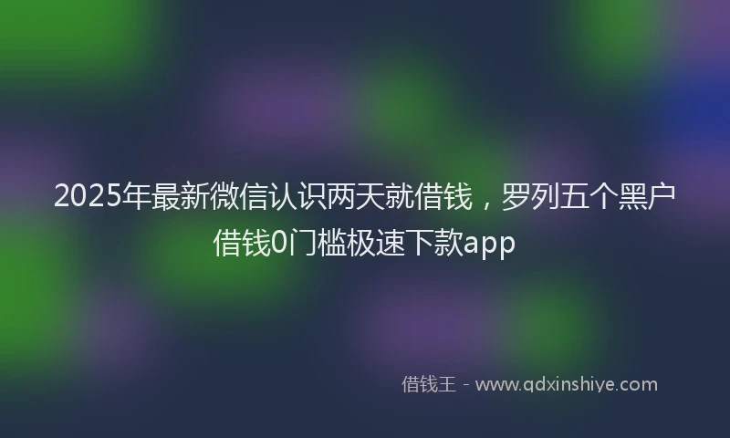 2025年最新微信认识两天就借钱，罗列五个黑户借钱0门槛极速下款app