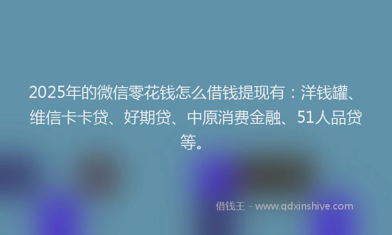 2025年的微信零花钱怎么借钱提现有：洋钱罐、维信卡卡贷、好期贷、中原消费金融、51人品贷等。