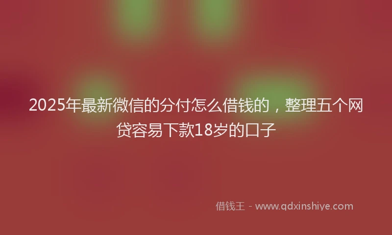 2025年最新微信的分付怎么借钱的，整理五个网贷容易下款18岁的口子
