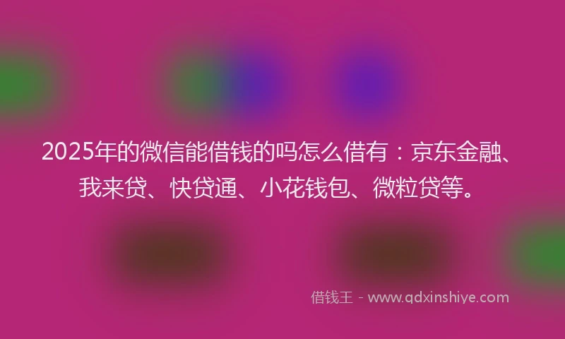 2025年的微信能借钱的吗怎么借有：京东金融、我来贷、快贷通、小花钱包、微粒贷等。