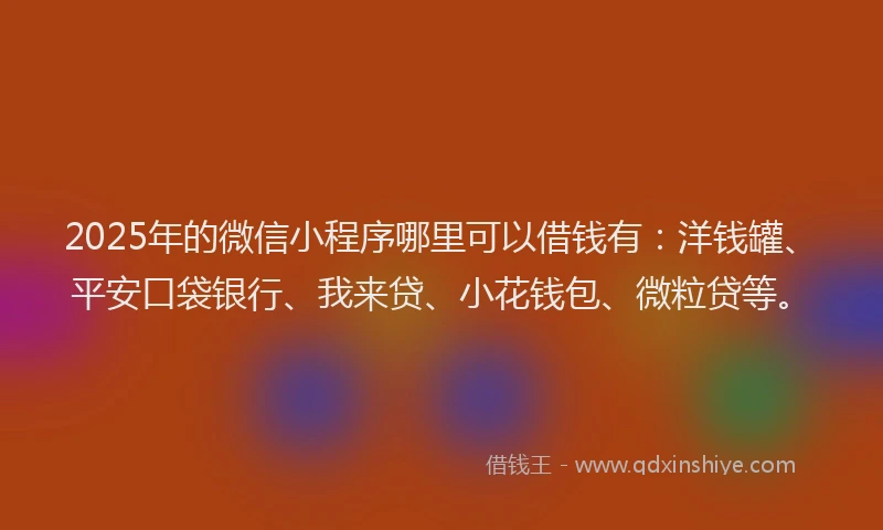 2025年的微信小程序哪里可以借钱有：洋钱罐、平安口袋银行、我来贷、小花钱包、微粒贷等。