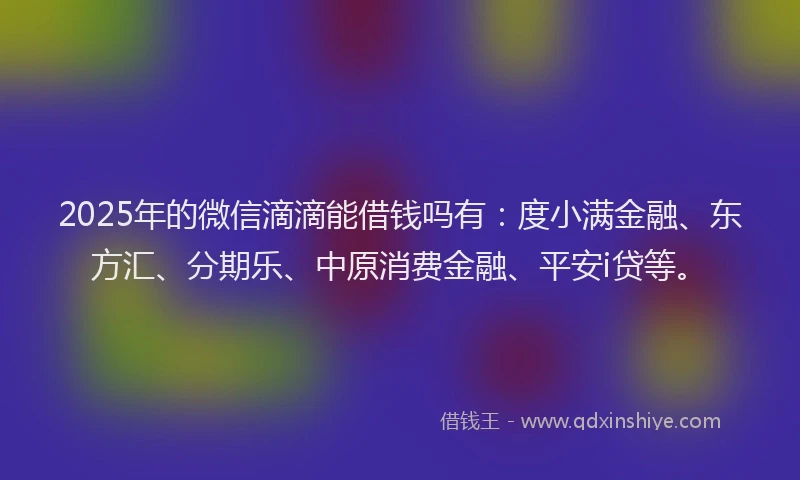 2025年的微信滴滴能借钱吗有：度小满金融、东方汇、分期乐、中原消费金融、平安i贷等。