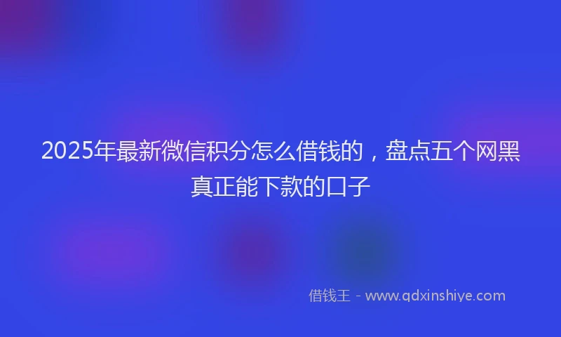 2025年最新微信积分怎么借钱的，盘点五个网黑真正能下款的口子
