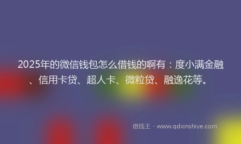 2025年的微信钱包怎么借钱的啊有：度小满金融、信用卡贷、超人卡、微粒贷、融逸花等。