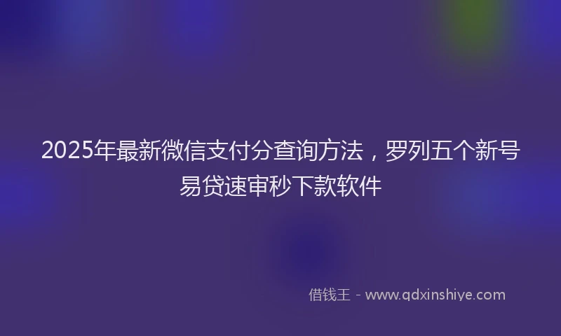 2025年最新微信支付分查询方法，罗列五个新号易贷速审秒下款软件