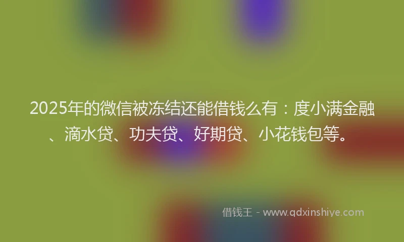 2025年的微信被冻结还能借钱么有：度小满金融、滴水贷、功夫贷、好期贷、小花钱包等。