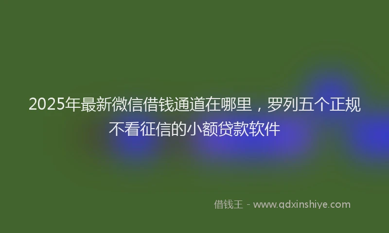 2025年最新微信借钱通道在哪里，罗列五个正规不看征信的小额贷款软件