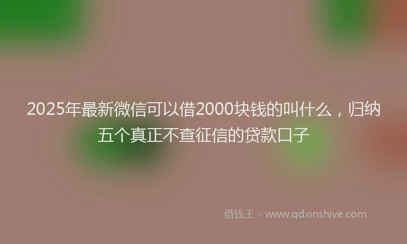2025年最新微信可以借2000块钱的叫什么，归纳五个真正不查征信的贷款口子