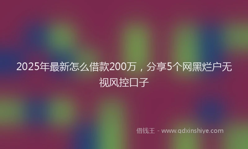 2025年最新怎么借款200万，分享5个网黑烂户无视风控口子