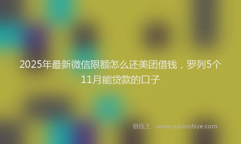 2025年最新微信限额怎么还美团借钱，罗列5个11月能贷款的口子