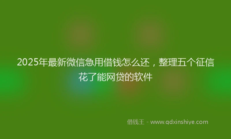 2025年最新微信急用借钱怎么还，整理五个征信花了能网贷的软件