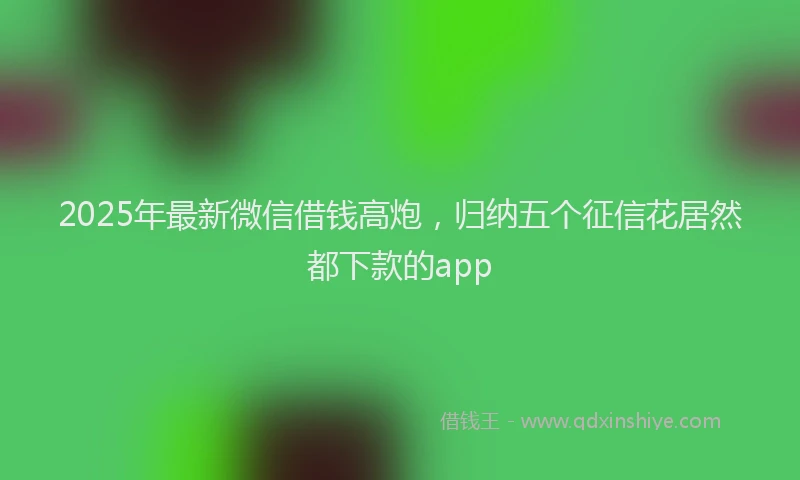 2025年最新微信借钱高炮，归纳五个征信花居然都下款的app