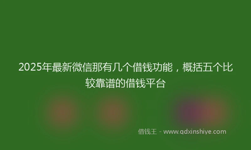 2025年最新微信那有几个借钱功能，概括五个比较靠谱的借钱平台