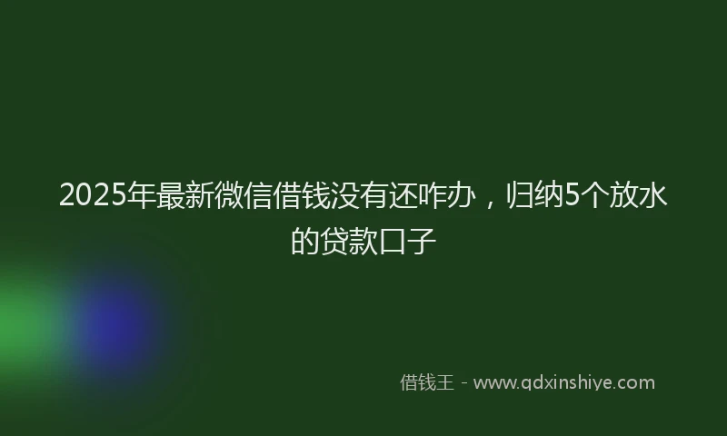 2025年最新微信借钱没有还咋办，归纳5个放水的贷款口子