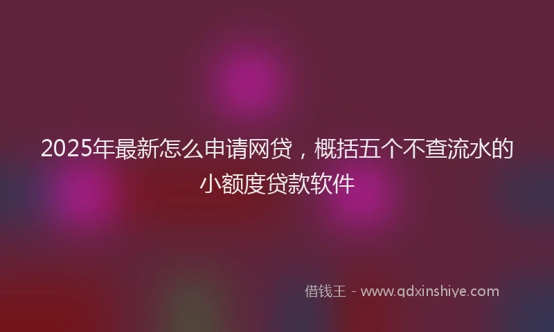 2025年最新怎么申请网贷，概括五个不查流水的小额度贷款软件