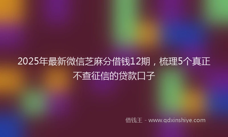 2025年最新微信芝麻分借钱12期，梳理5个真正不查征信的贷款口子