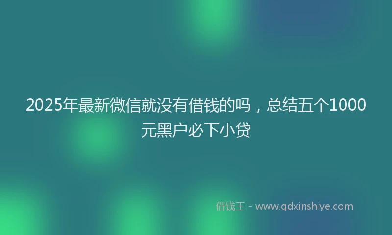 2025年最新微信就没有借钱的吗，总结五个1000元黑户必下小贷