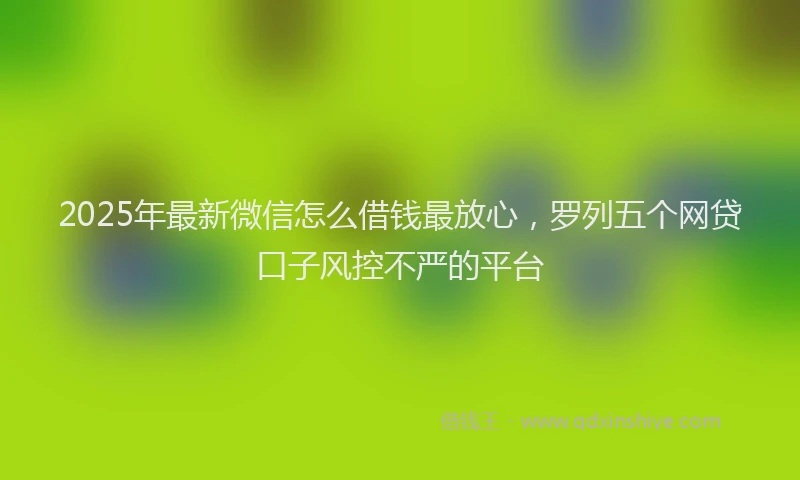 2025年最新微信怎么借钱最放心，罗列五个网贷口子风控不严的平台