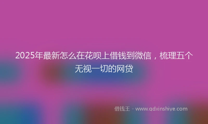 2025年最新怎么在花呗上借钱到微信，梳理五个无视一切的网贷