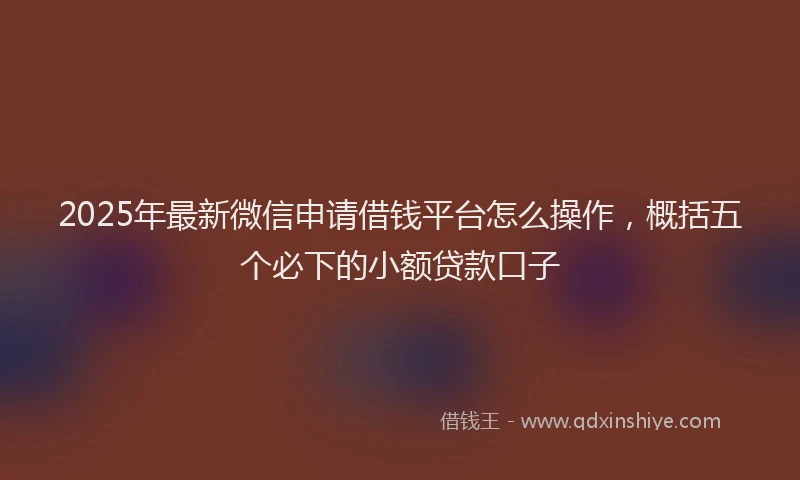 2025年最新微信申请借钱平台怎么操作，概括五个必下的小额贷款口子