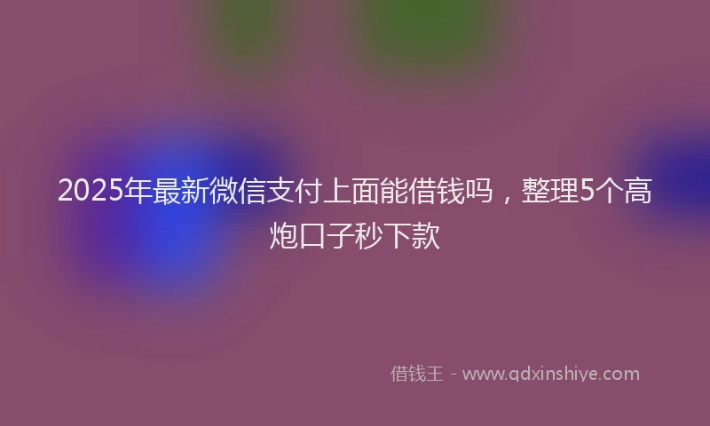 2025年最新微信支付上面能借钱吗，整理5个高炮口子秒下款