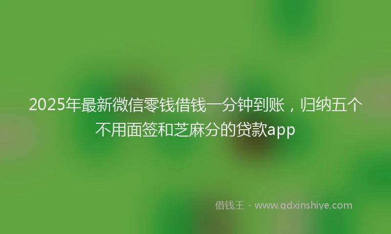 2025年最新微信零钱借钱一分钟到账，归纳五个不用面签和芝麻分的贷款app