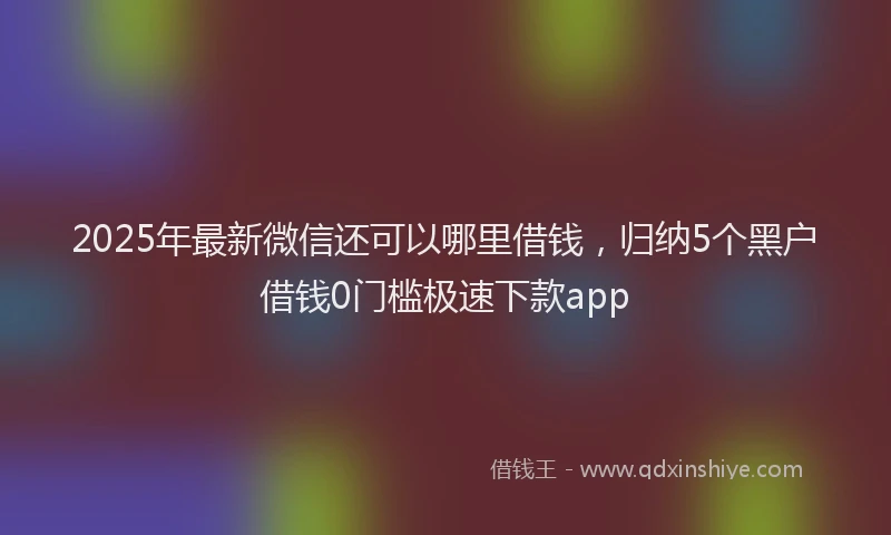 2025年最新微信还可以哪里借钱，归纳5个黑户借钱0门槛极速下款app