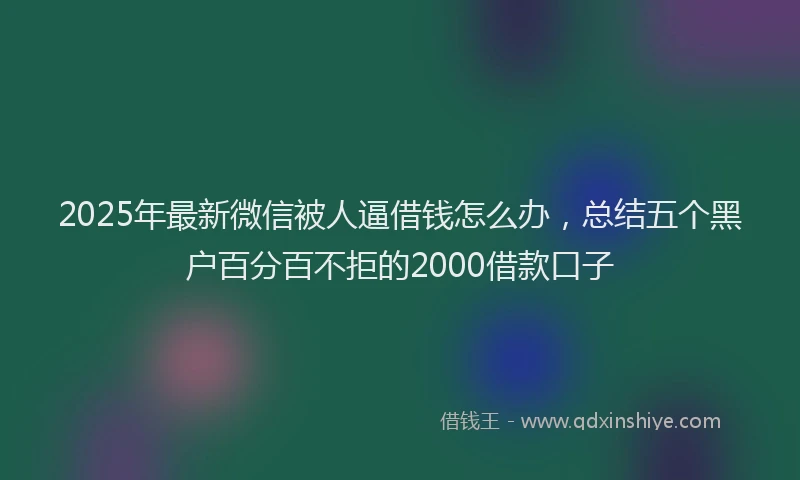 2025年最新微信被人逼借钱怎么办，总结五个黑户百分百不拒的2000借款口子