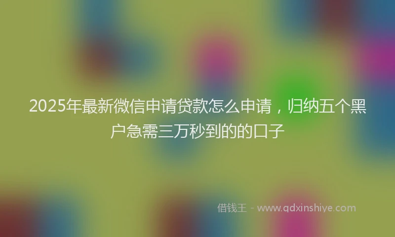 2025年最新微信申请贷款怎么申请，归纳五个黑户急需三万秒到的的口子