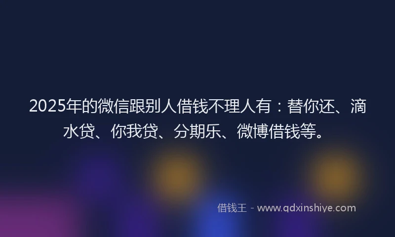 2025年的微信跟别人借钱不理人有：替你还、滴水贷、你我贷、分期乐、微博借钱等。