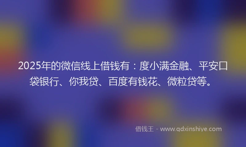 2025年的微信线上借钱有：度小满金融、平安口袋银行、你我贷、百度有钱花、微粒贷等。