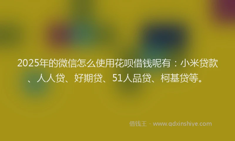 2025年的微信怎么使用花呗借钱呢有：小米贷款、人人贷、好期贷、51人品贷、柯基贷等。