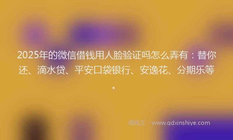 2025年的微信借钱用人脸验证吗怎么弄有：替你还、滴水贷、平安口袋银行、安逸花、分期乐等。