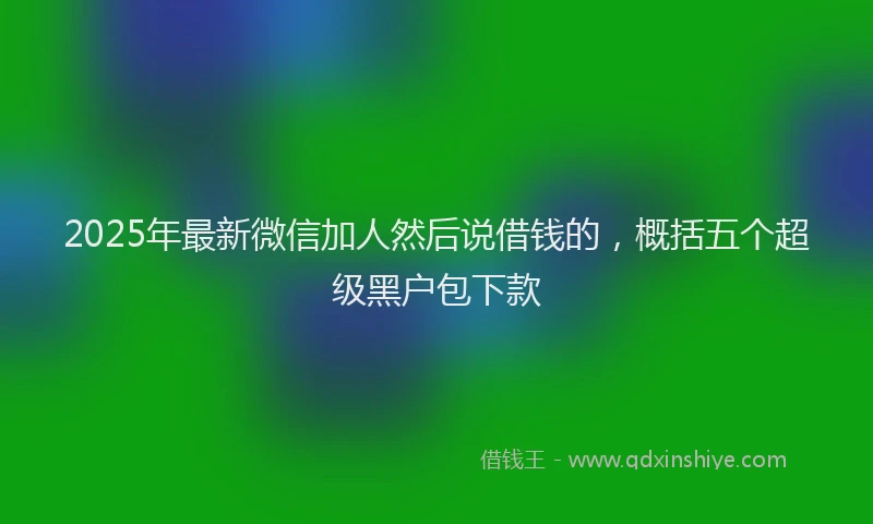 2025年最新微信加人然后说借钱的，概括五个超级黑户包下款