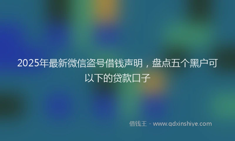 2025年最新微信盗号借钱声明，盘点五个黑户可以下的贷款口子
