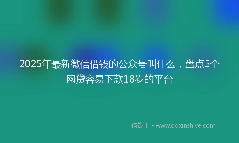 2025年最新微信借钱的公众号叫什么，盘点5个网贷容易下款18岁的平台