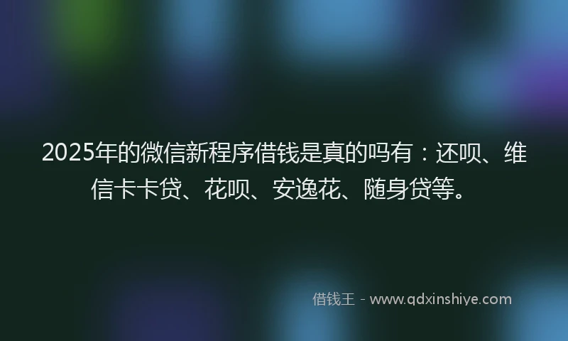 2025年的微信新程序借钱是真的吗有：还呗、维信卡卡贷、花呗、安逸花、随身贷等。