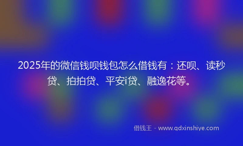2025年的微信钱呗钱包怎么借钱有：还呗、读秒贷、拍拍贷、平安i贷、融逸花等。