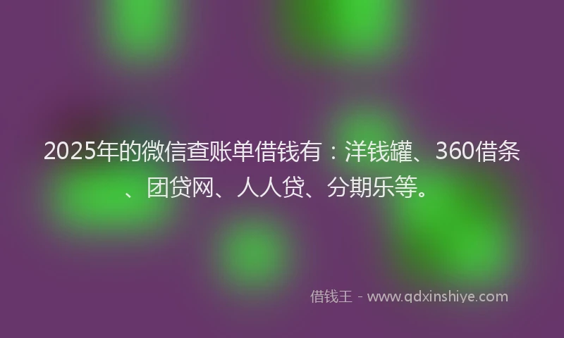 2025年的微信查账单借钱有：洋钱罐、360借条、团贷网、人人贷、分期乐等。