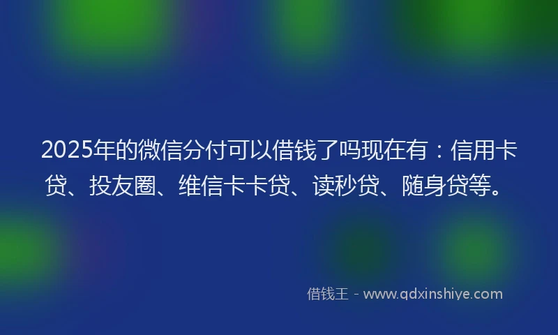 2025年的微信分付可以借钱了吗现在有：信用卡贷、投友圈、维信卡卡贷、读秒贷、随身贷等。