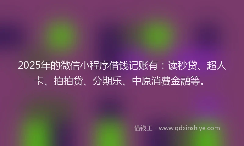 2025年的微信小程序借钱记账有：读秒贷、超人卡、拍拍贷、分期乐、中原消费金融等。