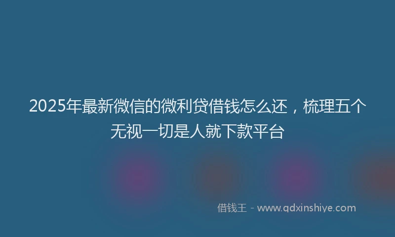 2025年最新微信的微利贷借钱怎么还，梳理五个无视一切是人就下款平台