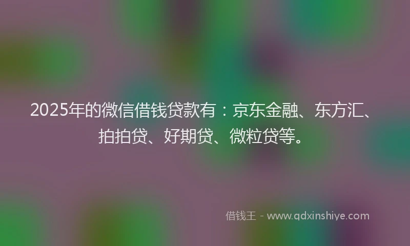 2025年的微信借钱贷款有：京东金融、东方汇、拍拍贷、好期贷、微粒贷等。