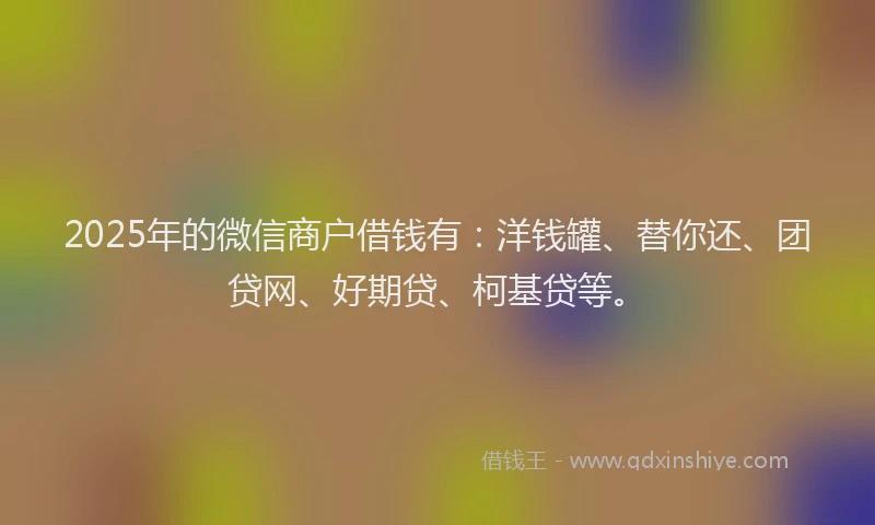 2025年的微信商户借钱有：洋钱罐、替你还、团贷网、好期贷、柯基贷等。